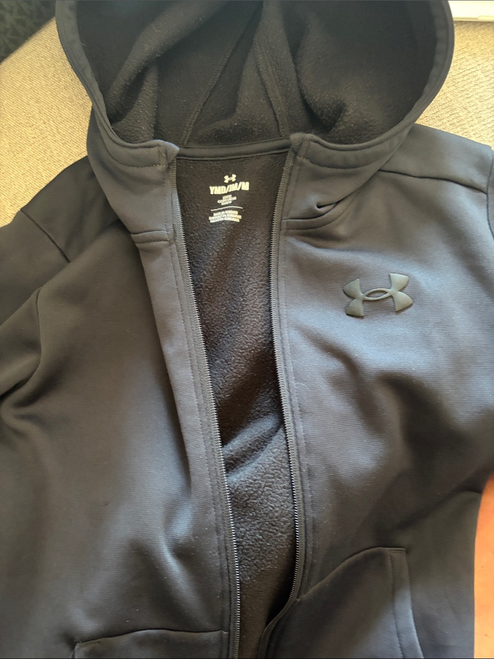 Under Armour Kids Black Hooded Fleece-Lined Jacket